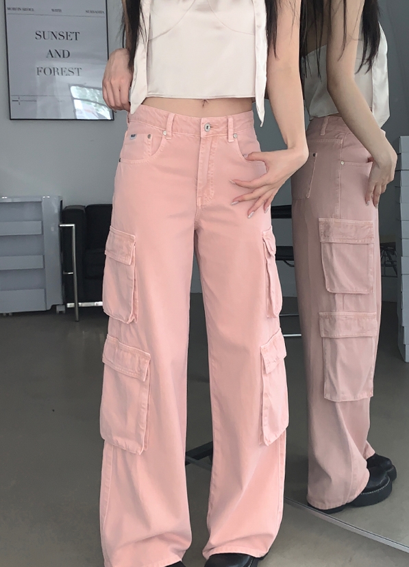 Pink Multi-Pocket Cargo Jeans | Hanni - Newjeans M