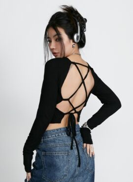 Black Open Back Sweater | Jennie - BlackPink