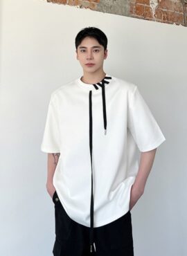 White Shoelace Neck T-Shirt | Jun –  Seventeen