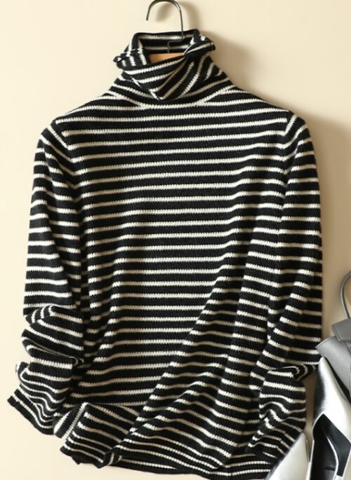 Black Striped Turtleneck Sweater | Jungkook - BTS