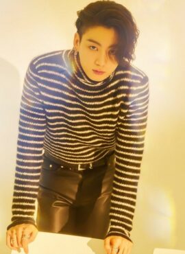 Black Striped Turtleneck Sweater | Jungkook - BTS