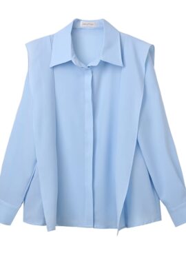 Light Blue Gentle Ruffles Chiffon Blouse | Jin Ha Kyung – Forecasting Love And Weather