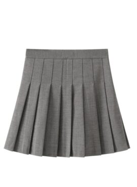 Grey Pleated School Style Skirt | Lisa – BlackPink