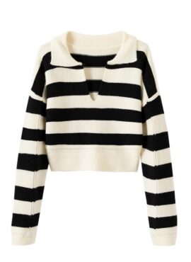 White Collared Stripes Sweater | Rose - BlackPink