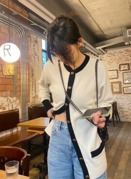 White Long Knitted Cardigan | Rose - BlackPink