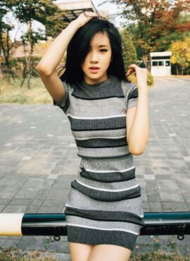 Grey Striped Knitted Dress | Rose - Blackpink
