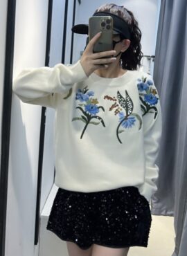 White Flower Embroidered Knitted Sweater | Eunwoo – Astro
