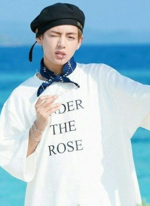White ‘Under The Rose’ Print T-Shirt | Taehyung - BTS