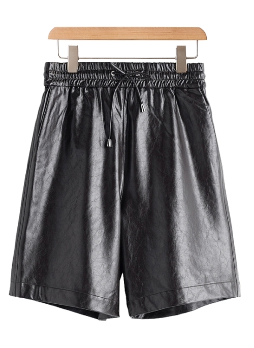 Black Faux Leather Casual Shorts | Jimin - BTS