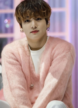 Pink V-Neck Mohair Sweater | Jungkook - BTS