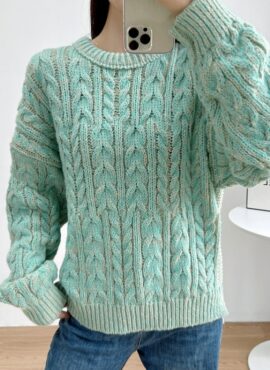 Green Textured Knitted Sweater | RM - BTS