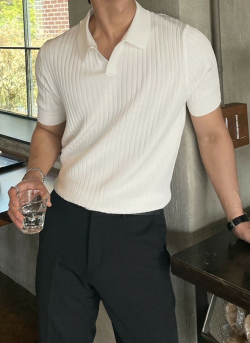 White Knit Short Sleeved Polo Shirt | Seungkwan - Seventeen