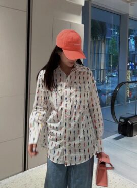 White Miniature Figure Patterned Shirt | Suga – BTS