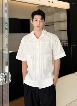 White Pearl-Collared Shirt | Bobby - iKON