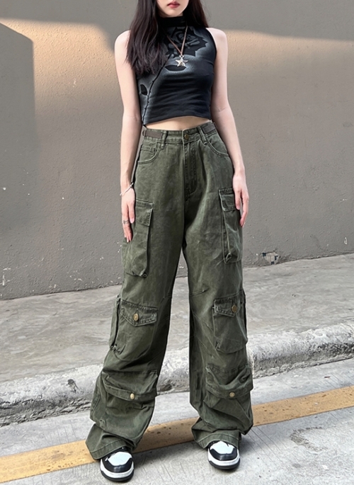 Army Green Multi-Pocket Cargo Jeans | Yeji - ITZY