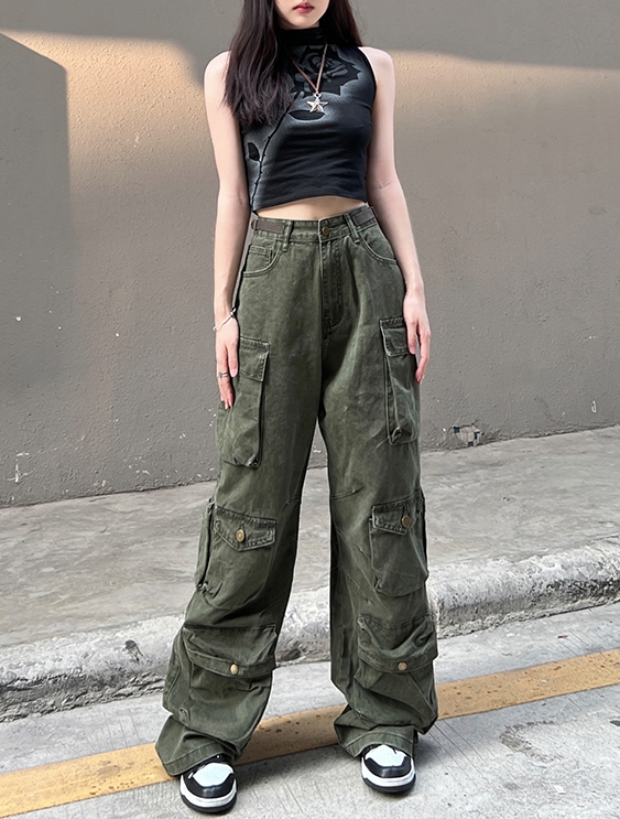 Army Green Multi-Pocket Cargo Jeans | Yeji - ITZY
