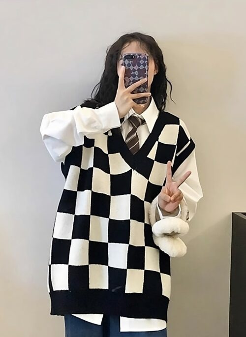 Black Checkerboard Vest | Wendy – Red Velvet