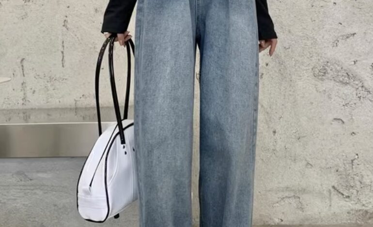Blue Straight Cut Adjustable Waist Jeans | Momo – Twice