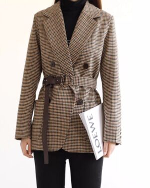 Brown Plaid Suit Jacket | Lim Joo Kyung - True Beauty