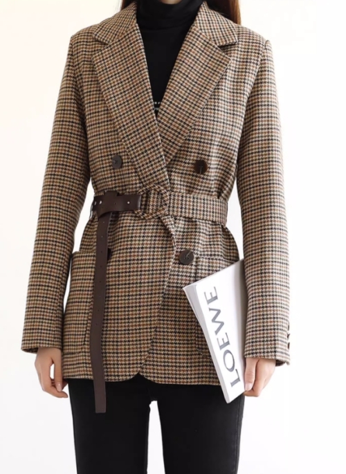 Brown Plaid Suit Jacket | Lim Joo Kyung – True Beauty