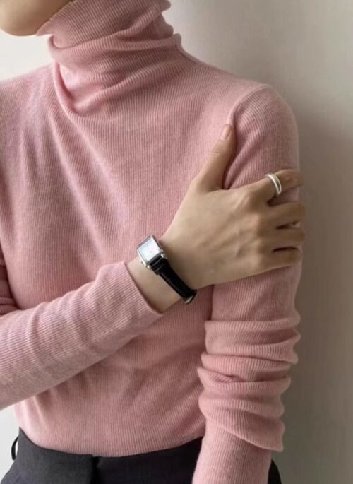 Pink Turtleneck Ribbed Sweater | Danielle - NewJeans