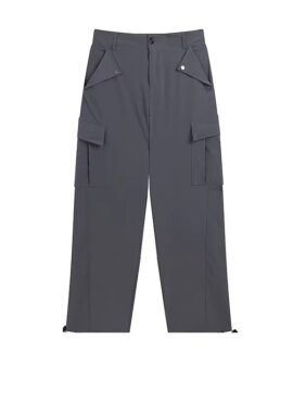 Grey Cargo Pants With Pocket Flap Details | Jennie - BlackPink