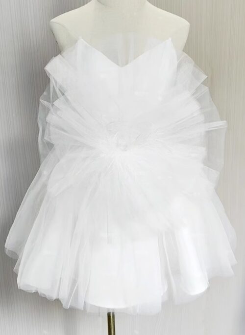 White Tulle Flower Embellished Dress | Jisoo - BlackPink