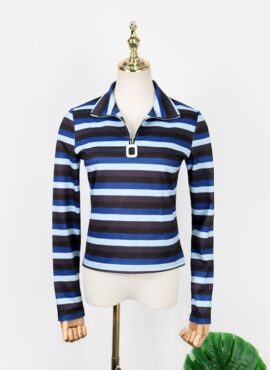 Blue Striped Half-Zip Top | Nayeon – Twice