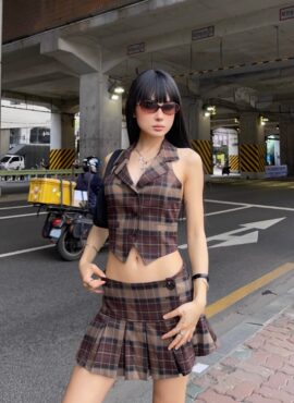 Brown Plaid Mini Skirt | Nayeon - Twice