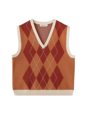 Orange Argyle Knitted Vest | Lee Dam In - My Roommate Is A Gumiho