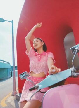 Pink Tones Wave Knitted Skirt | Jihyo – Twice