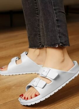 White Rubber Buckle Sandals | Jungkook - BTS