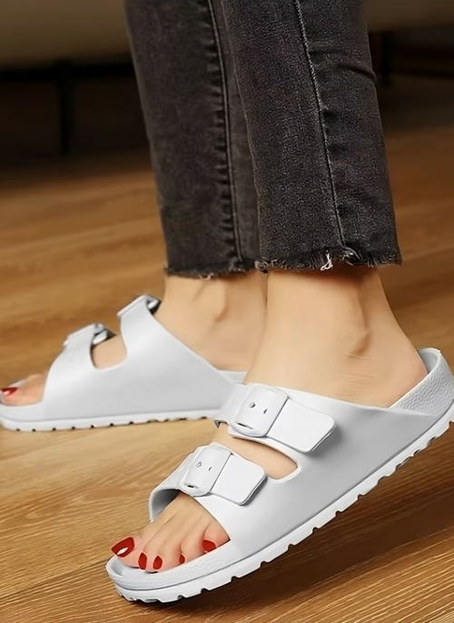 White Rubber Buckle Sandals | Jungkook – BTS