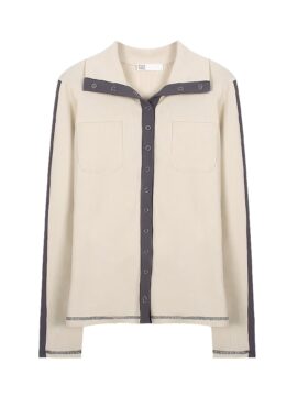 White Snap Button Cardigan With Grey Linings | Soyeon – (G)I-DLE