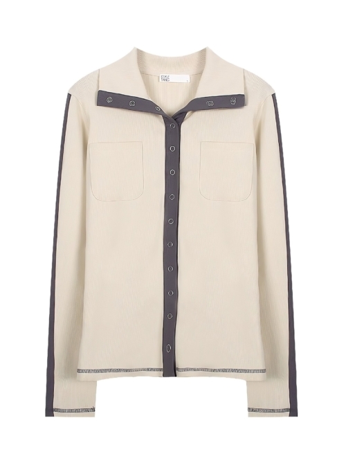 White Snap Button Cardigan With Grey Linings | Soyeon – (G)I-DLE