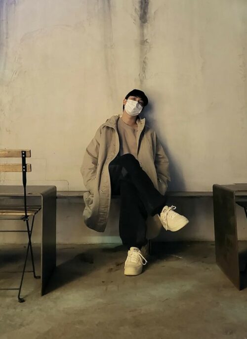 Beige Hooded Winter Coat | RM – BTS