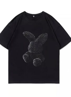 Black Abstract Bunny Print T-Shirt | Soyeon - (G)I-DLE
