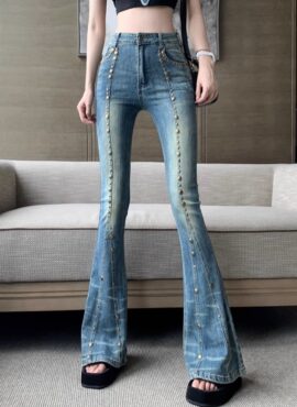 Blue Riveted Flare Jeans | Sullyoon – NMIXX