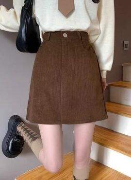 Brown Corduroy A-Line Skirt | Solar Mamamoo