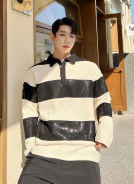 Black And White Reflective Stripe Sweater | Chanyeol - EXO