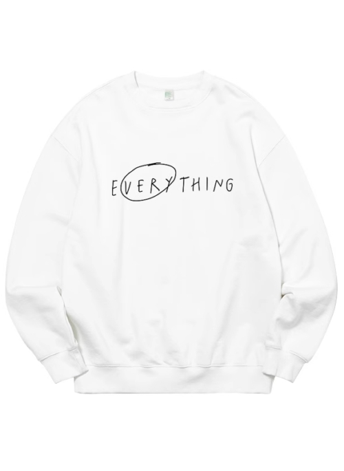 White “Everything” Print Sweatshirt | D.O. – EXO