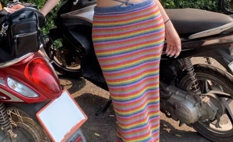 Multicolored Striped Knit Skirt | Danielle – NewJeans