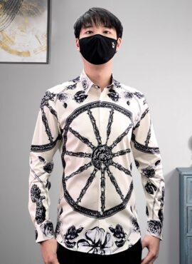 Beige Wheel Printed Vintage Shirt | Jungkook – BTS