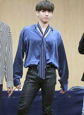 Blue Satin Long Sleeve Shirt | Jungkook - BTS