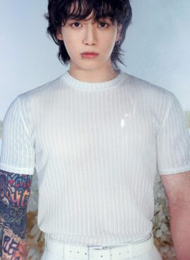 White Ribbed Knit T-Shirt | Jungkook - BTS