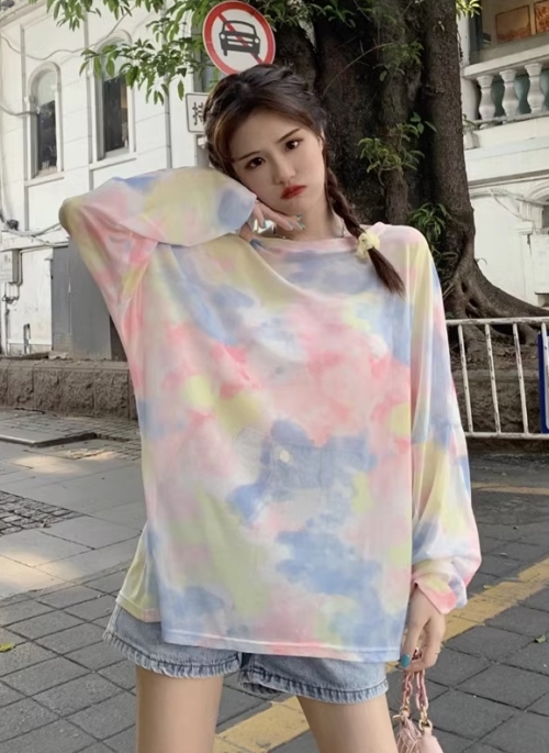 Multicolored Candy Tie-Dye Long Sleeves T-Shirt | Kun - NCT