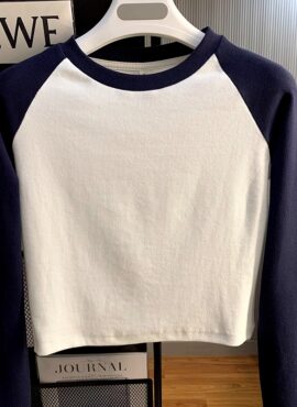 Navy Blue And White Raglan T-Shirt | Karina – Aespa