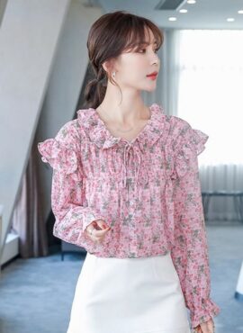 Pink Floral Ruffles Blouse | Seo Ji Wan - Nevertheless