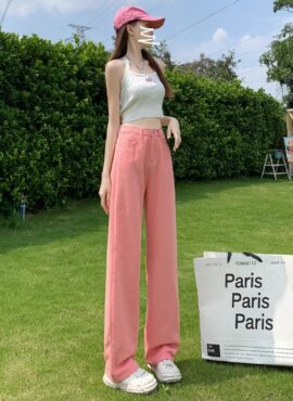 Pink Slim Straight Loose Jeans | Minji - NewJeans