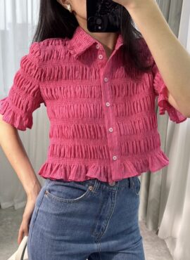 Pink Wrinkled Crop Shirt | Ryujin – ITZY